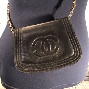 Little black faux leather purse